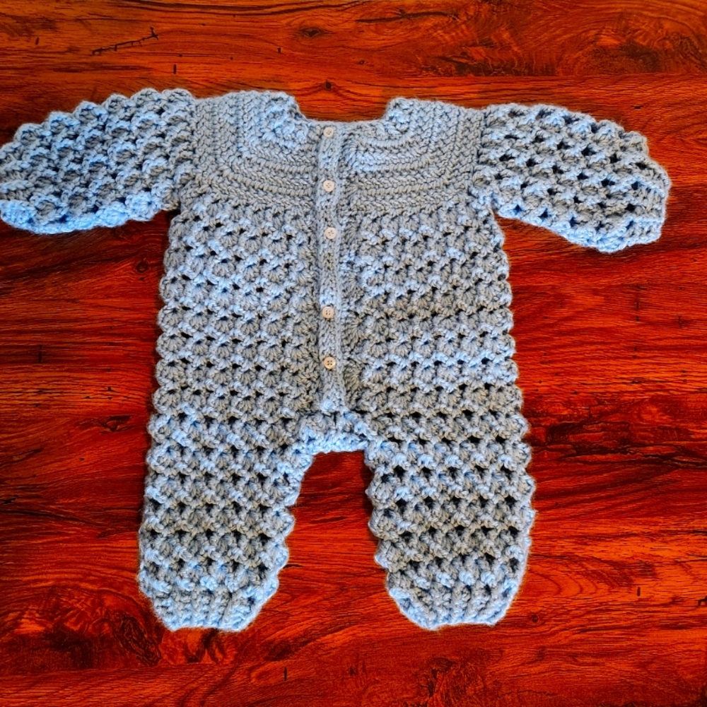 Handmade Blue Crochet Baby One Piece